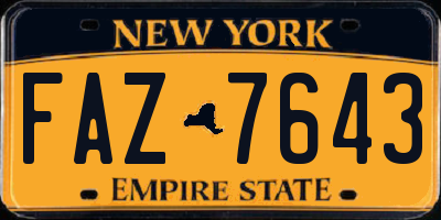 NY license plate FAZ7643
