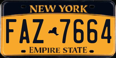 NY license plate FAZ7664