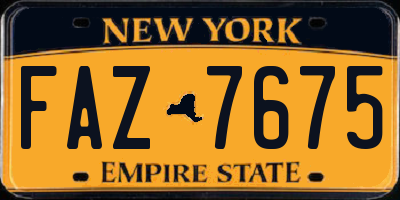 NY license plate FAZ7675