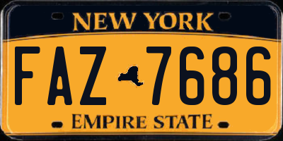 NY license plate FAZ7686