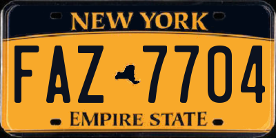 NY license plate FAZ7704