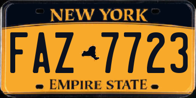 NY license plate FAZ7723