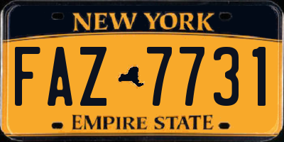 NY license plate FAZ7731