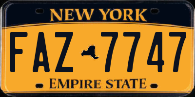 NY license plate FAZ7747