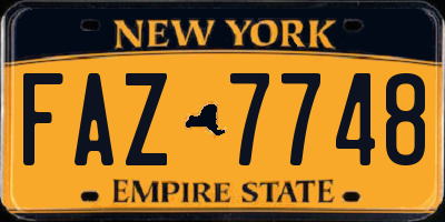 NY license plate FAZ7748
