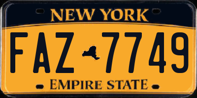 NY license plate FAZ7749