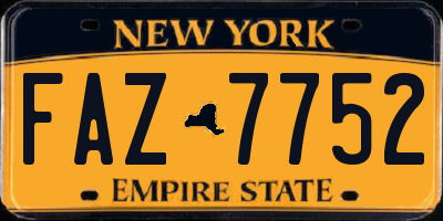 NY license plate FAZ7752