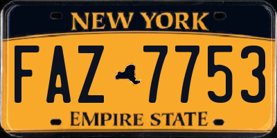 NY license plate FAZ7753