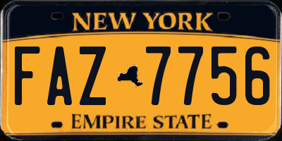 NY license plate FAZ7756