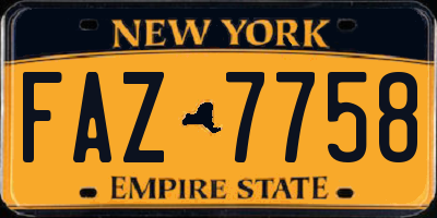NY license plate FAZ7758