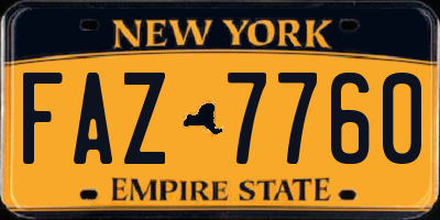 NY license plate FAZ7760