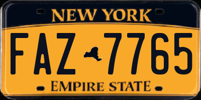 NY license plate FAZ7765