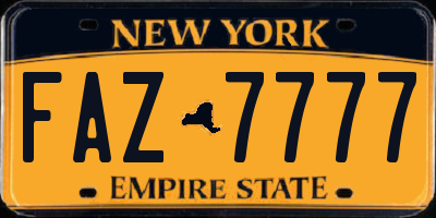 NY license plate FAZ7777