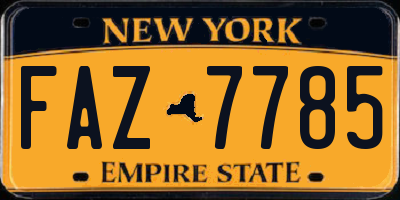 NY license plate FAZ7785