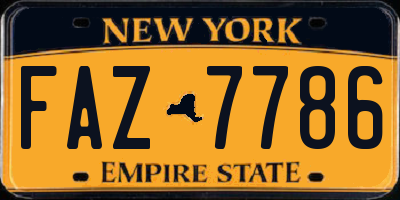 NY license plate FAZ7786