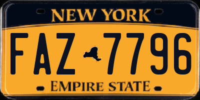 NY license plate FAZ7796