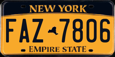 NY license plate FAZ7806