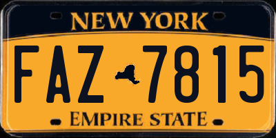 NY license plate FAZ7815