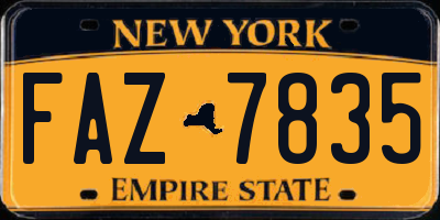 NY license plate FAZ7835