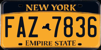 NY license plate FAZ7836