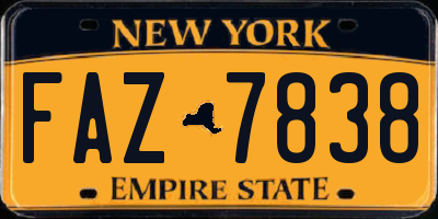 NY license plate FAZ7838