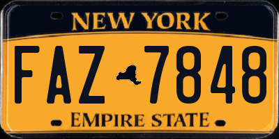NY license plate FAZ7848