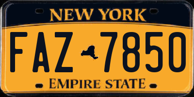 NY license plate FAZ7850