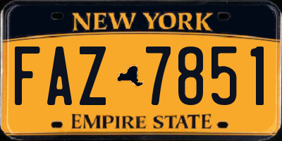 NY license plate FAZ7851