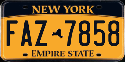 NY license plate FAZ7858