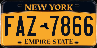 NY license plate FAZ7866