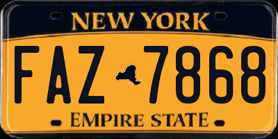 NY license plate FAZ7868