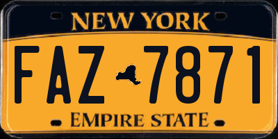 NY license plate FAZ7871