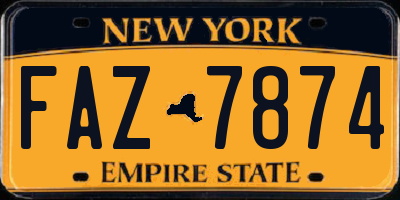 NY license plate FAZ7874