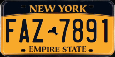 NY license plate FAZ7891