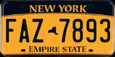 NY license plate FAZ7893