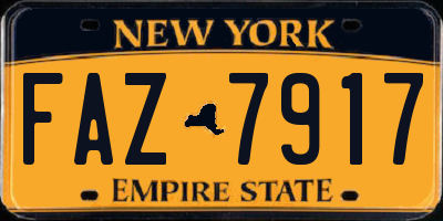 NY license plate FAZ7917
