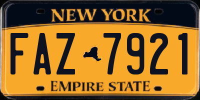 NY license plate FAZ7921