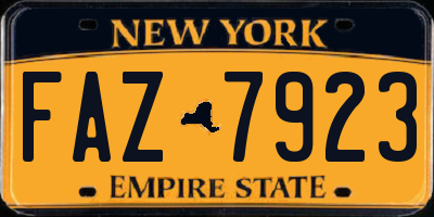 NY license plate FAZ7923