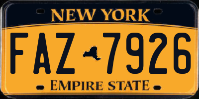 NY license plate FAZ7926