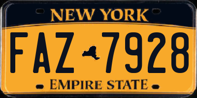 NY license plate FAZ7928