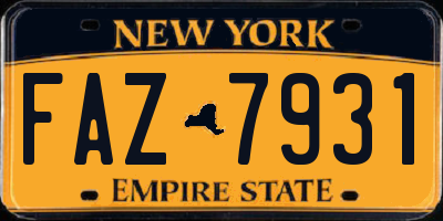 NY license plate FAZ7931