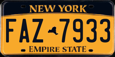 NY license plate FAZ7933