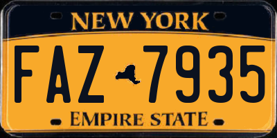 NY license plate FAZ7935