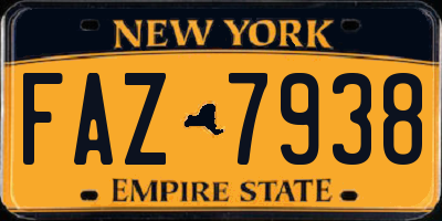 NY license plate FAZ7938