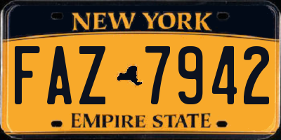 NY license plate FAZ7942