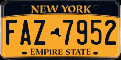 NY license plate FAZ7952