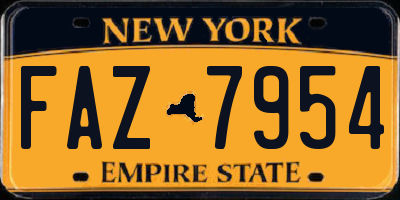 NY license plate FAZ7954