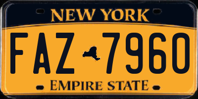 NY license plate FAZ7960
