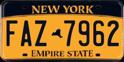 NY license plate FAZ7962