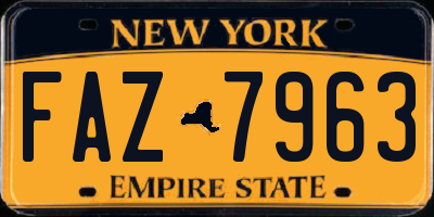 NY license plate FAZ7963